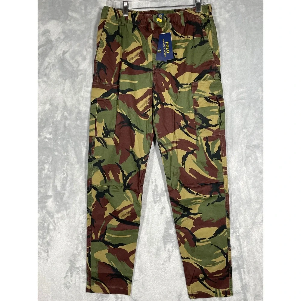 Polo Ralph Lauren Boys 20 Camouflage Cargo Pants Green Brown Brushstroke Camo - Picture 2 of 10